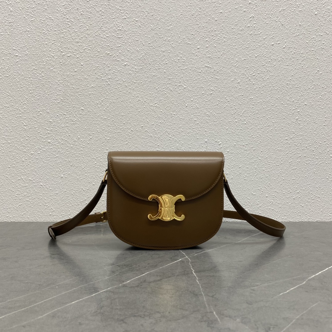 Celine Besace Clea Shoulder Bag In Shiny Calfskin Brown 110413